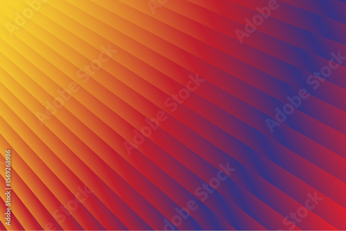 Abstract. background with gradient stripes in purple, yellow, red, and orange. Dynamic modern design with wavy and layered effects. vector.