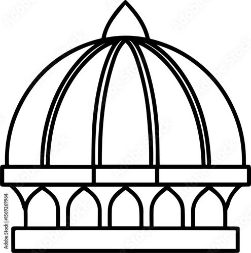 dome architecture outline vector illustration line art