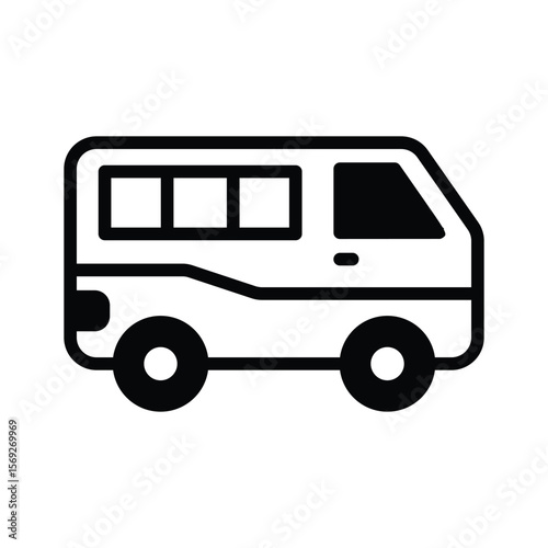 A customizable glyph icon of delivery service van