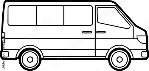 electric van outline vector illustration line art