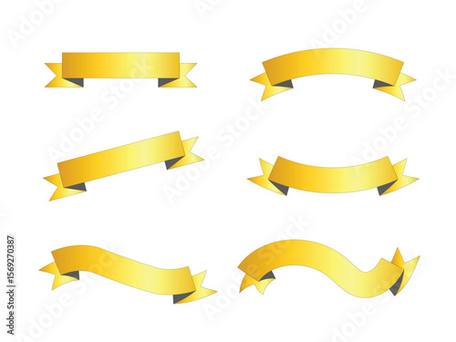 Set of Golden Ribbon Designs for Banners and Decorations
