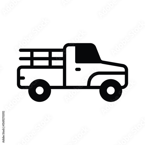 A modern glyph icon of compact pickup vehicle