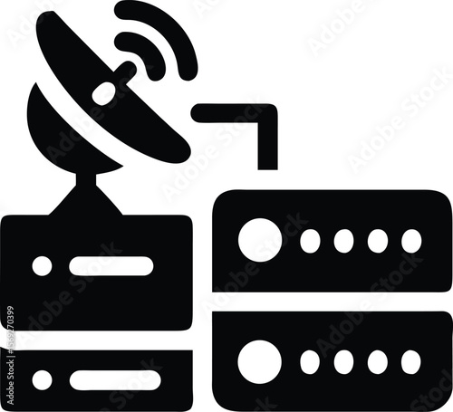 Satellite dish connecting to servers icon