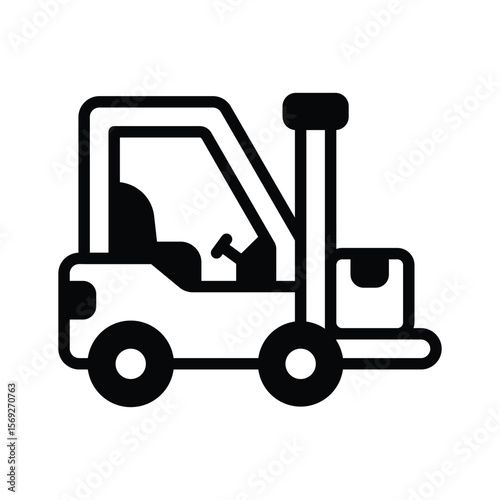 Well crafted glyph icon of industrial forklift machine