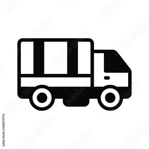 Easy to edit glyph icon of cargo truck
