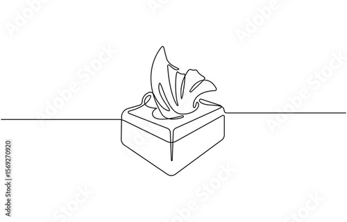 Continuous one line drawing of Tissue Box. Single line drawing illustration of Tissue box icon, Minimalist One-Line Drawing of Tissue Box on white Background, one line art tissue box.
