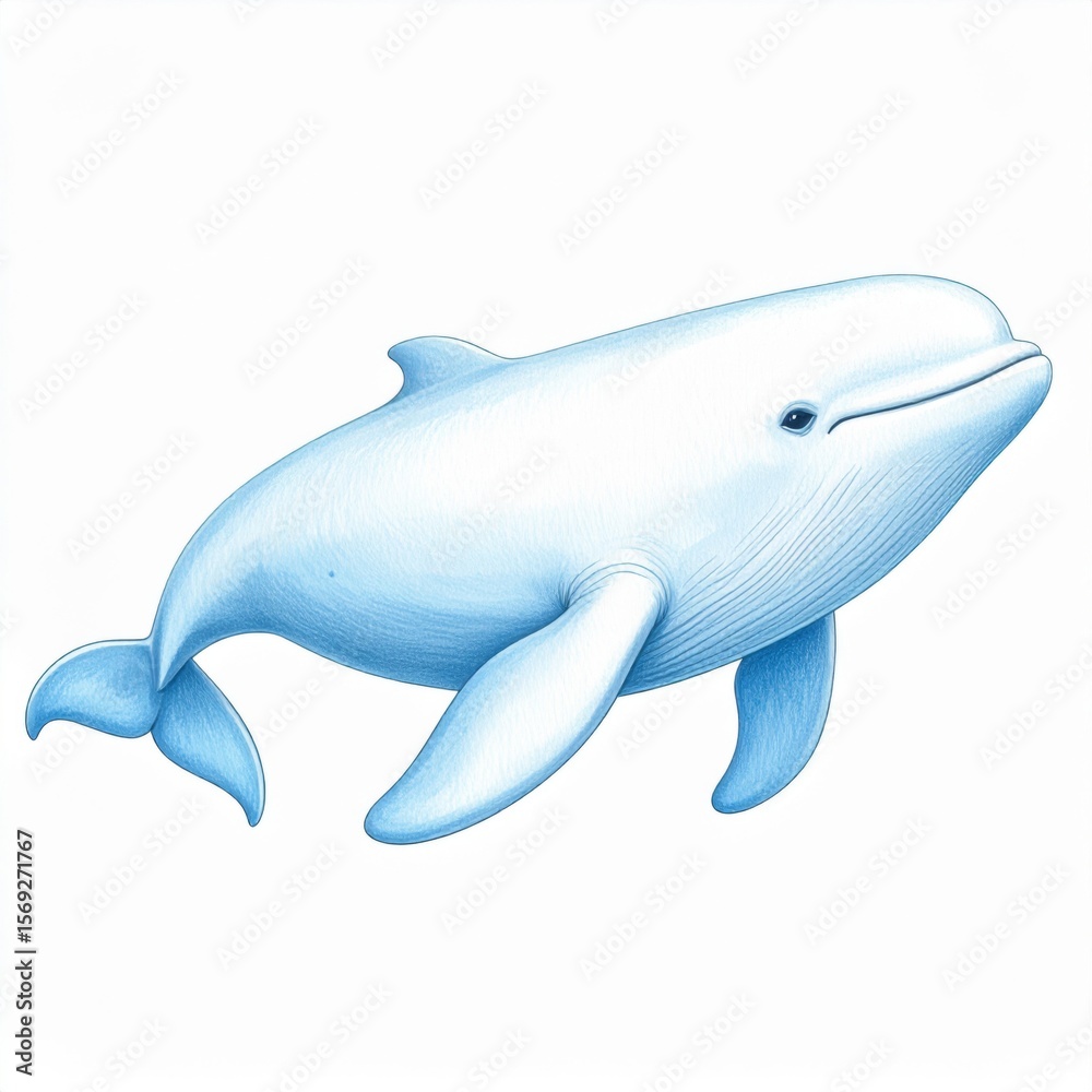Obraz premium Light Blue Whale Illustration Pastel Colors Aquatic Mammal