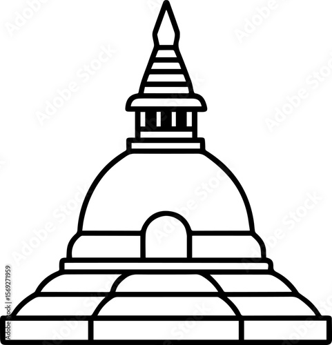 Stupa outline vector illustration line art