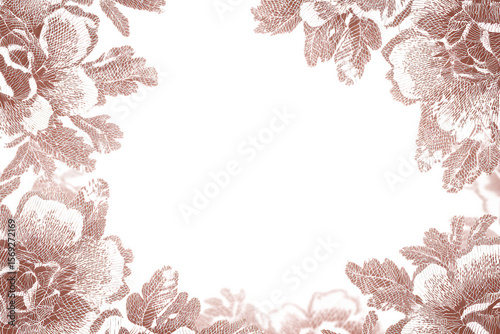A vintage brown floral frame isolated on transparent background