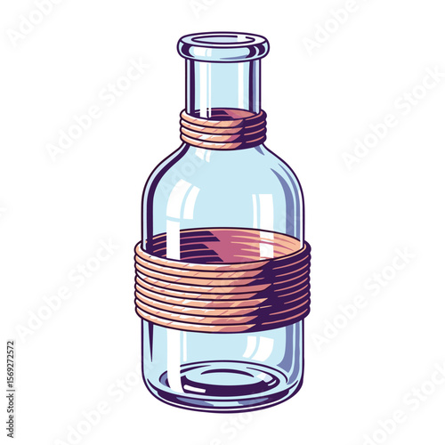 Elegant Glass Bottle with Rope Detail for Interior Design Mockups and Decor