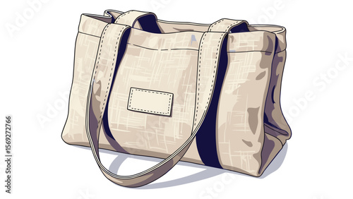Detailed illustration of a reusable tote bag with fabric texture for creative fashion campaign