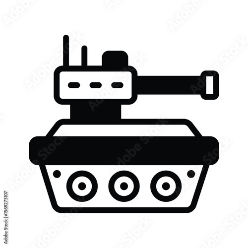A modern glyph icon of large army tanker