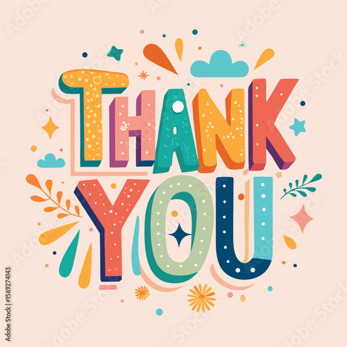Vibrant thank you greeting card design