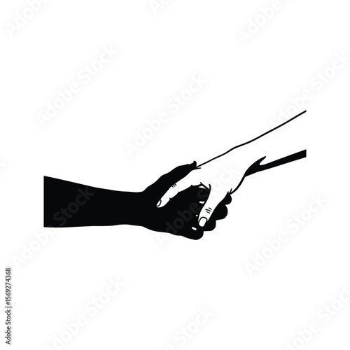 Black and white hands clasped together symbolizing unity support and friendship