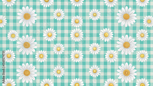 Seamless pattern of white Daisies Background Vector Background