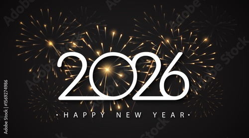 2026 New Year  Fireworks celebration background