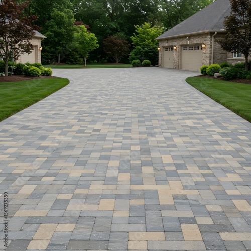 Driveway Paved with Interlocking Stones