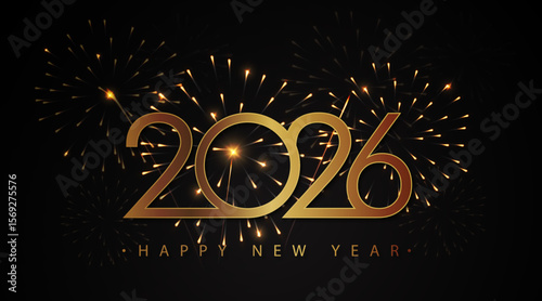 Happy New Year 2026 Fireworks celebration background