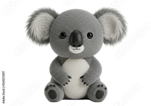 Tableau sur toile Isolated Adorable Baby Koala Sitting with Fluffy Ears