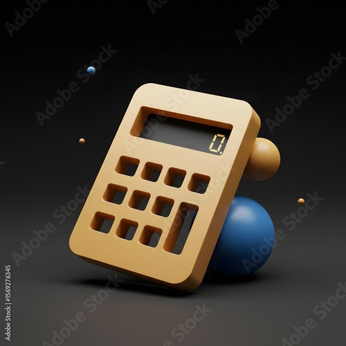 Calculator with Spheres Illustration