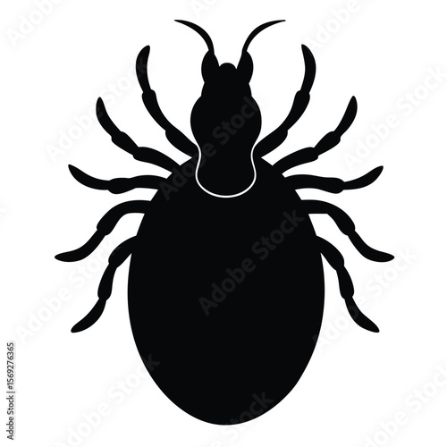 Silhouette of a Tick on Pet Fur Parasite Illustration for Veterinary Use