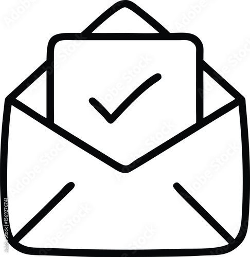 Open envelope with a check mark on paper confirmation message icon