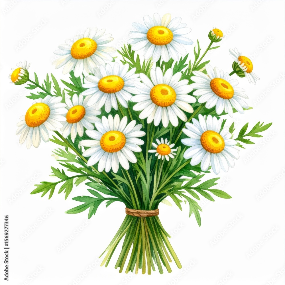 Fototapeta premium Vibrant White Daisy Bouquet with Yellow Centers