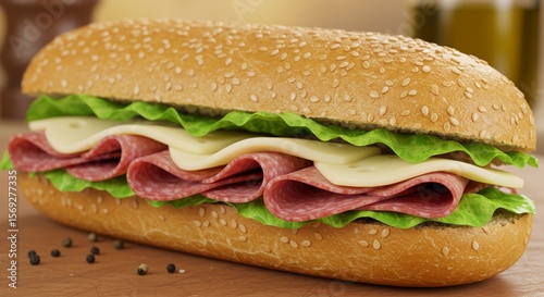 An Italian sub with salami and provolone.