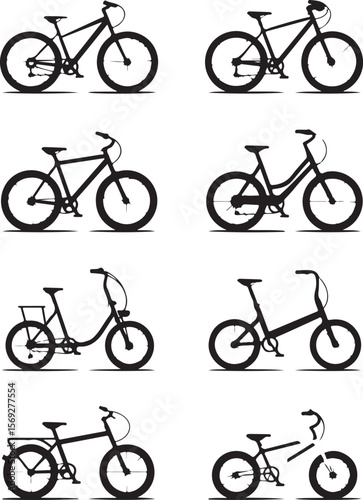 Variety of Bicycle Types Illustrations of Bikes for Different Needs