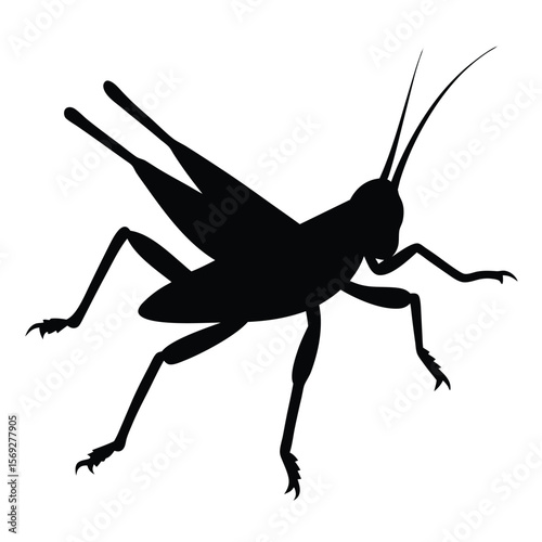 Grasshopper Silhouette Jumping Vector Illustration for Nature Wildlife and Design Projects