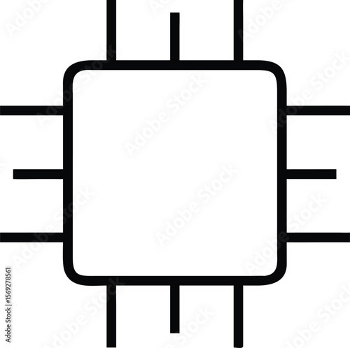Digital Processor Icon: A minimalist icon of a digital processor, presented in a simple black and white graphic. The image symbolizes computation and processing.
