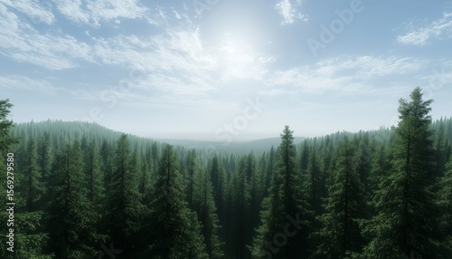 Pine tree forest nature green concept landscape, outdoor activity
