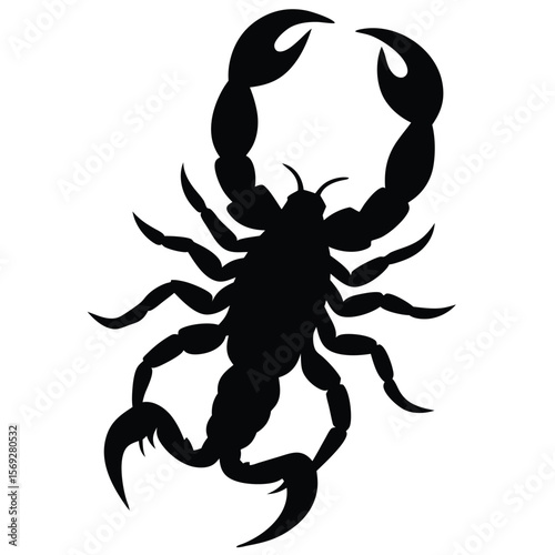Scorpion Silhouette Vector Illustration with Claws and Tail Design Element