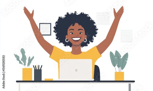 Representation of a happy LGBTQ+ African American disabled colleague in an inclusive office setting, illustrating a workplace that supports diversity, equity, and inclusion (DEI), Generative AI