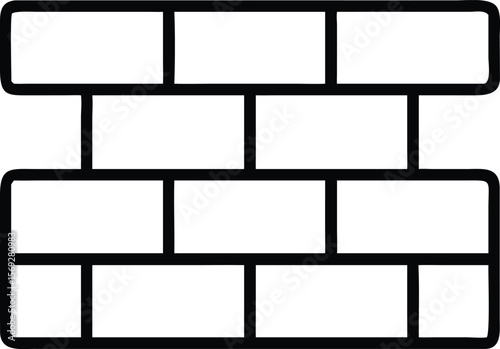 Simple black outline of a brick wall pattern on a white background