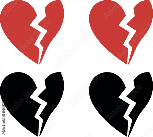 Broken heart vector illustration for heartbreak and relationship problems
