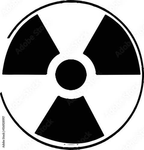 Radioactive symbol vector black and white radiation danger sign warning icon