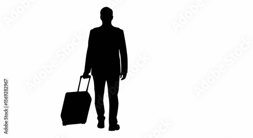 Traveler Silhouette with Suitcase – Airport Journey Vector