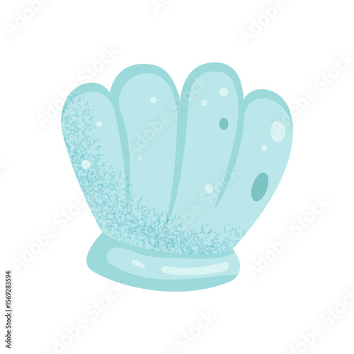 Blue seashell clipart with grain texture. Underwater element for ocean-themed kids design. Vector isolated.