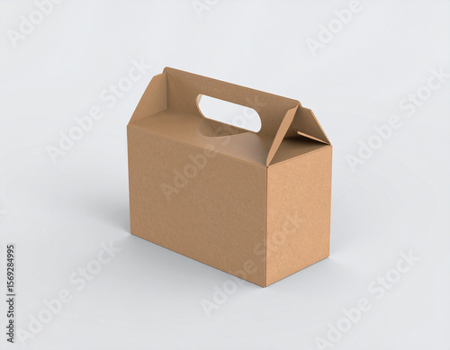 Wallpaper Mural A single brown cardboard box with a handle, isolated on a neutral background. Torontodigital.ca