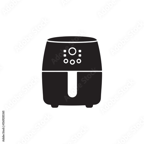 Air fryer Icon in black filled and line. on white background