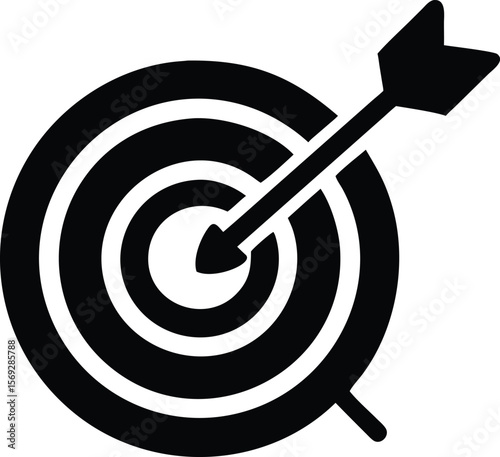 Arrow hitting target in business concept icon