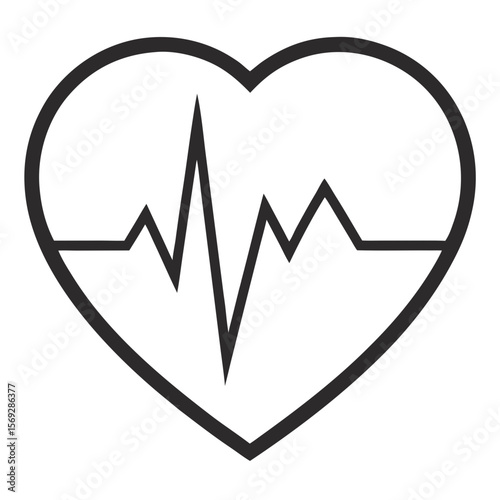 Heartbeat Line Art Heart PNG – Transparent Background Medical Love Icon