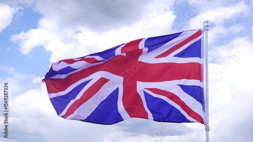 The Union Jack Flag of Great Britain Waving in the Wind.