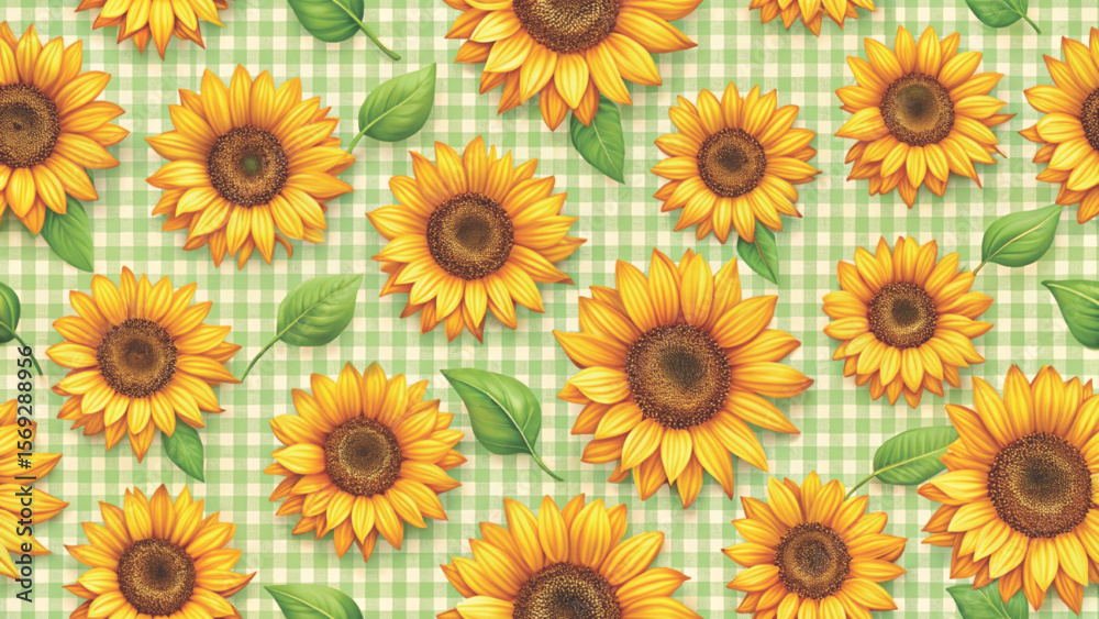 Seamless pattern Sunflower Vector Background