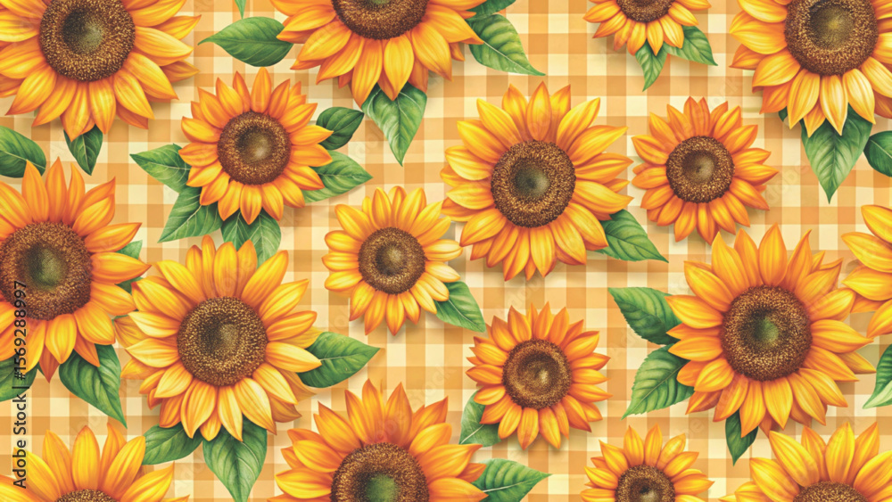 Seamless pattern Sunflower Vector Background