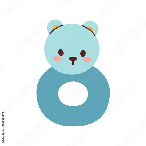 Baby boy shower design element with blue color isolated on white background. Illustration for little newborn boy.