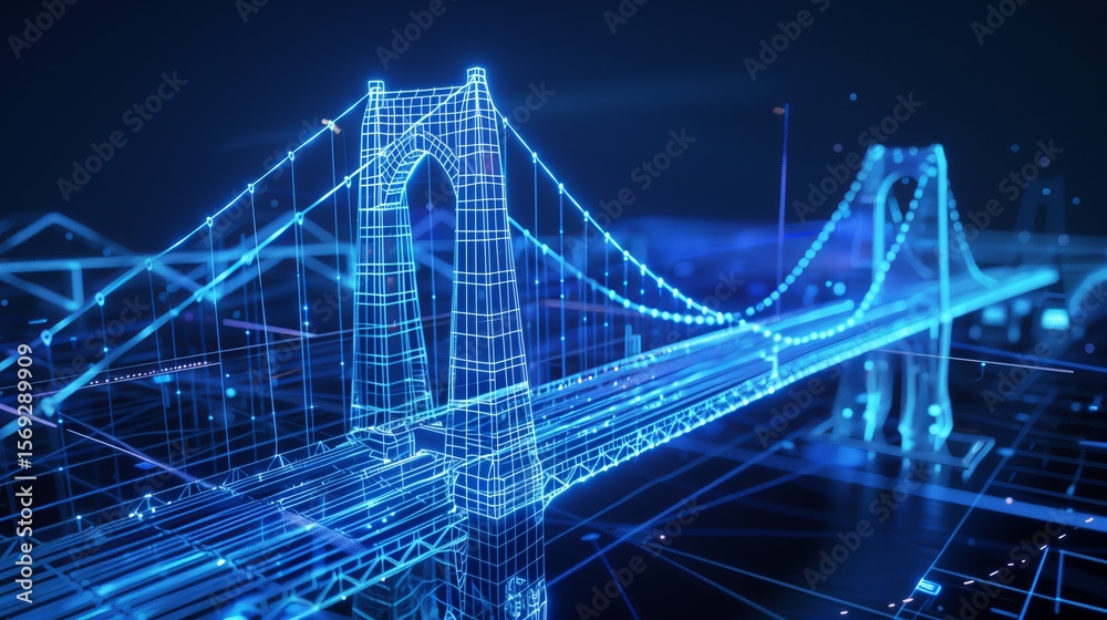 Obraz premium vision of architecture of a 3d model bridge project