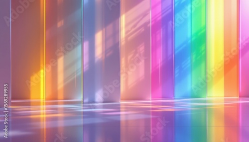 an 3d glassmorphic lgbt pride background with subtle rainbow hues, featuring structured whitespace, ideal for keynote slides.