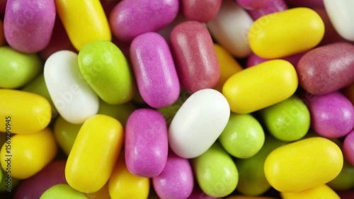 Rotating Sweet Licorice Candies of Different Colors.